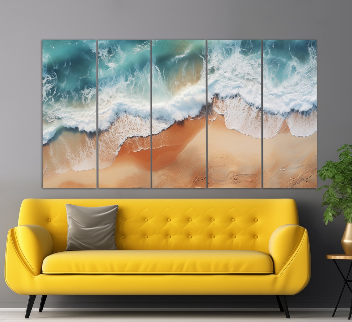 Ocean Wave Crashing Beach Aerial View Turquoise Sand Nature Poster - Image 5