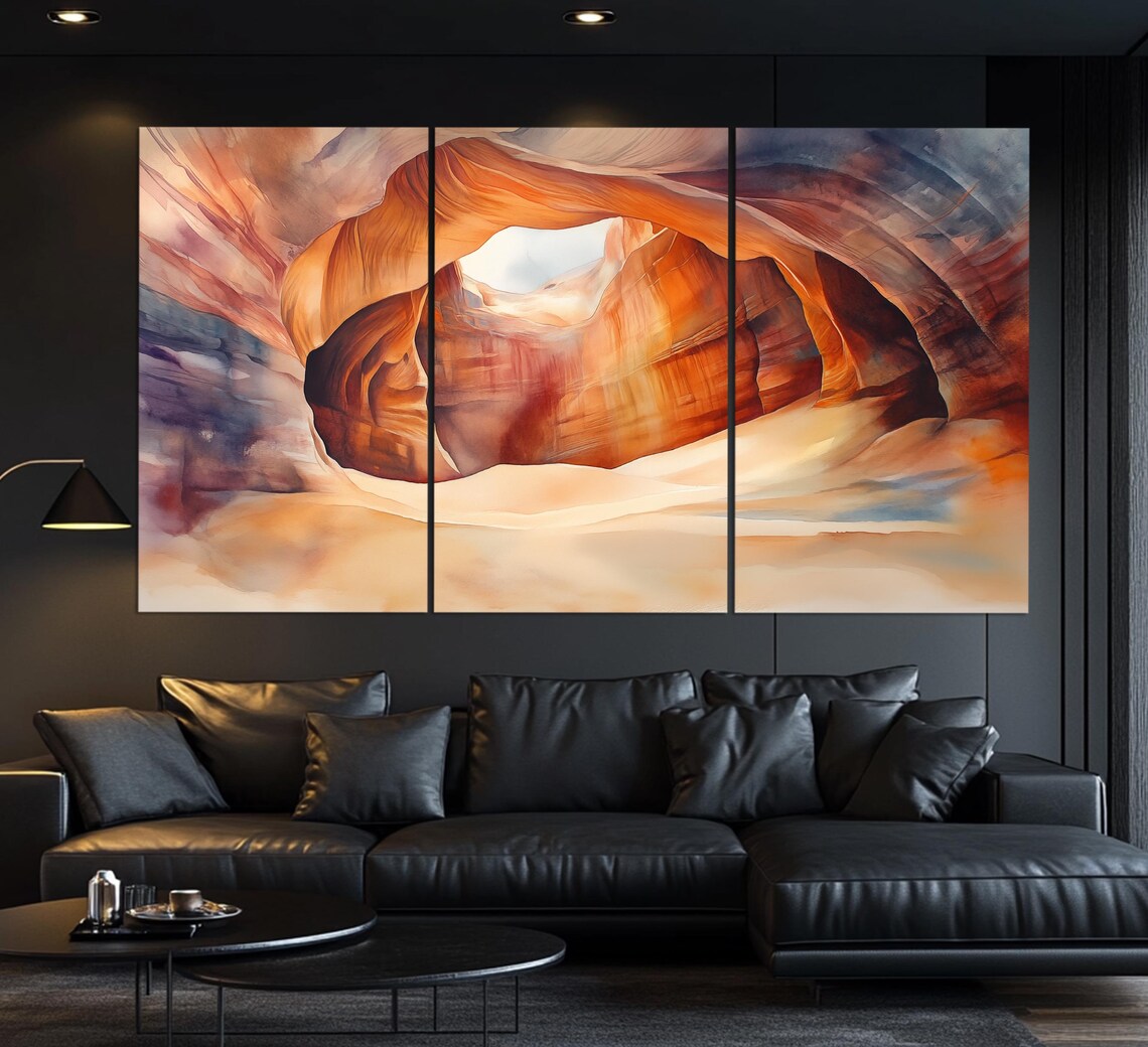Antelope Canyon Arizona Watercolor Style Slot Canyon Light Beams Poster - Image 2