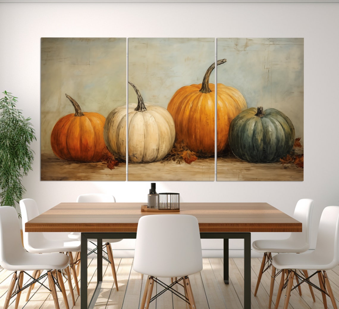 Rustic Pumpkins Harvest Autumn Leaves Farmhouse Still Life Poster - Image 2