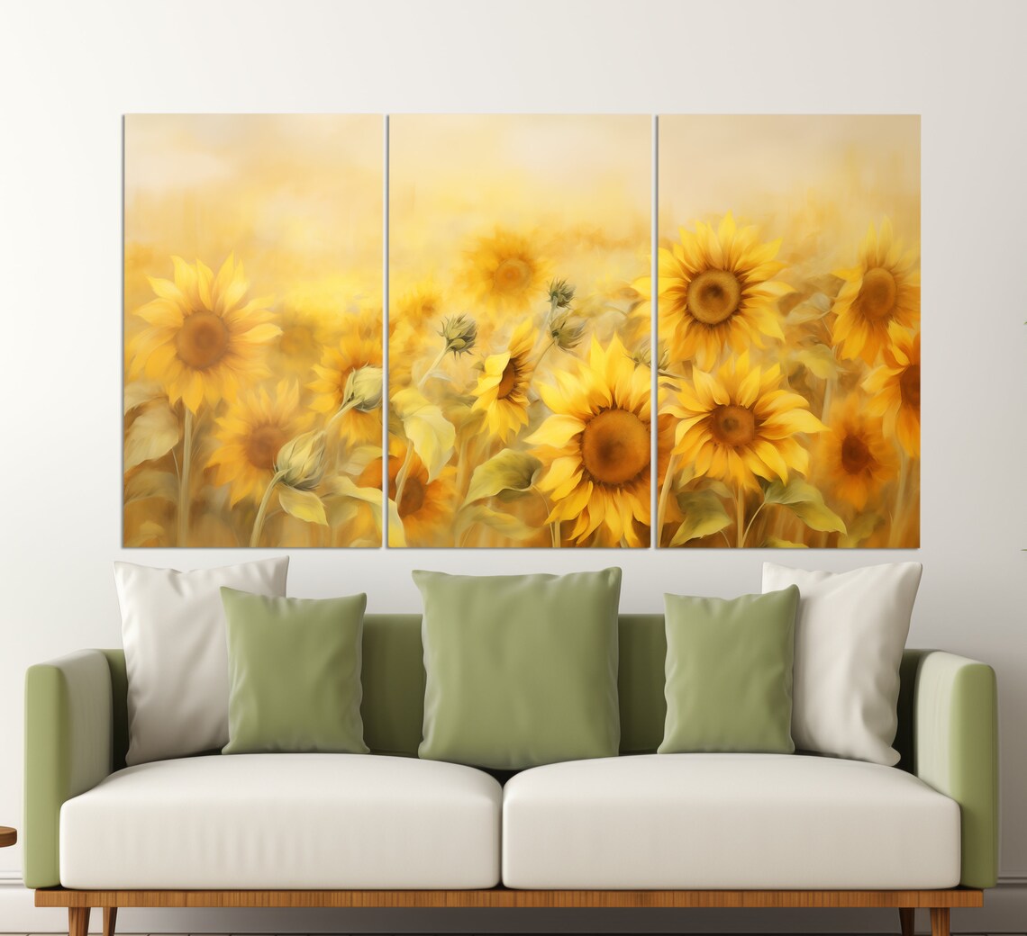 Golden Sunflower Field in Bloom Sunny Summer Floral Art Poster - Image 5