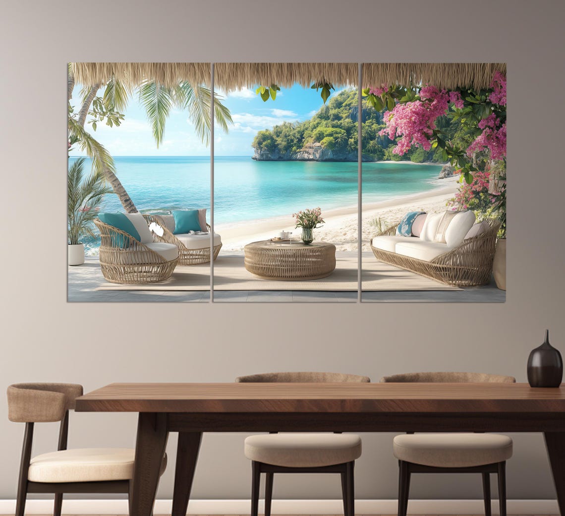 Bali Tropical Beach Cabana Lounge Paradise View Travel Poster - Image 3