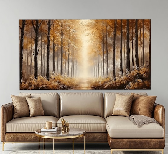 Golden Forest Autumn Landscape Painting Art Print