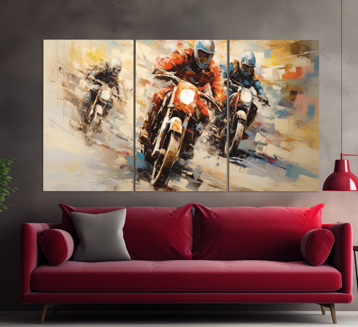 Motocross Print In An Oil Painting Style Motocross Wall Art Biker Gift Dirt Bike Painting Bikers Club Decor Dirt Bike - Image 6