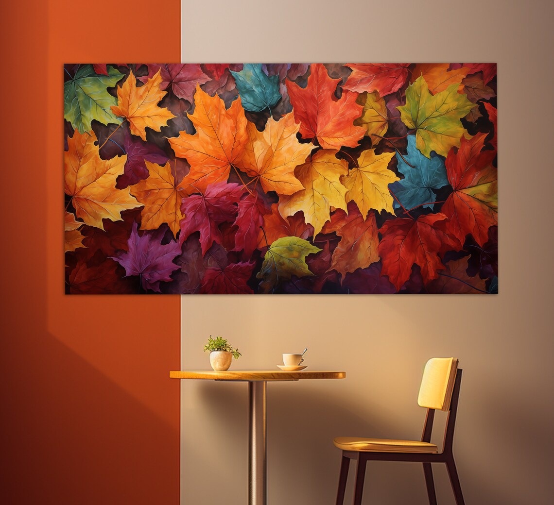 Colorful Autumn Maple Leaves Vivid Fall Foliage Close Up Art Poster - Image 2