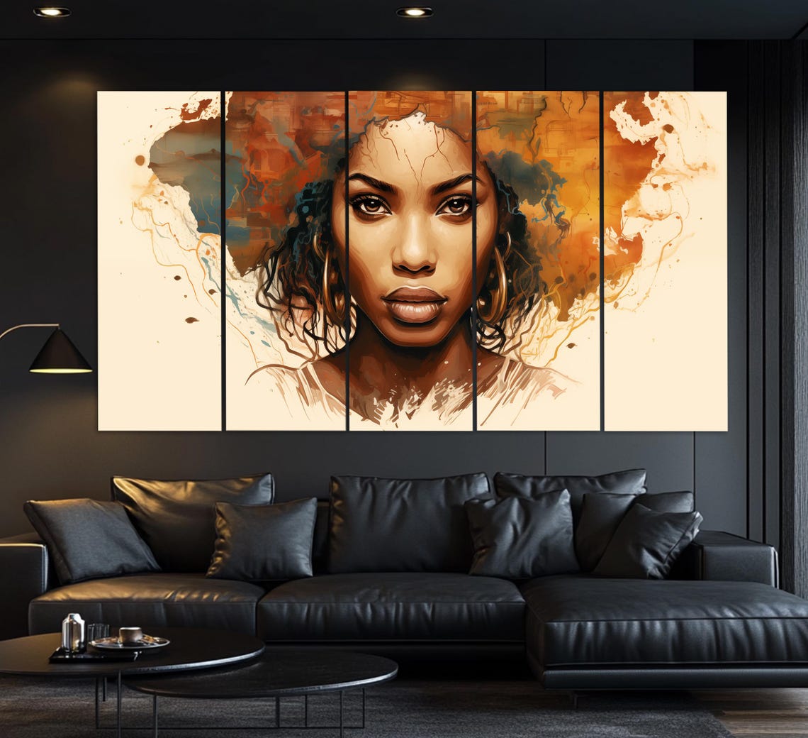 Abstract African Woman Print In A Vintage Oil Painting Style African Wall Art Ethnic Woman Portrait Painting African Wall Decor