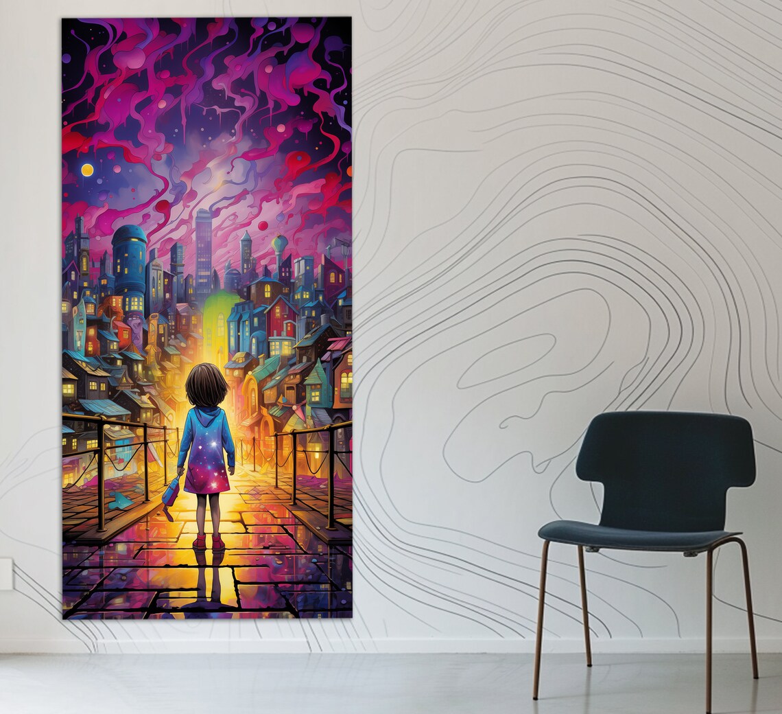 Abstract Fantasy Wall Art Little Girl With A Doll Print Fantasy Art Kids Room Decor Fantasy Painting - Image 3