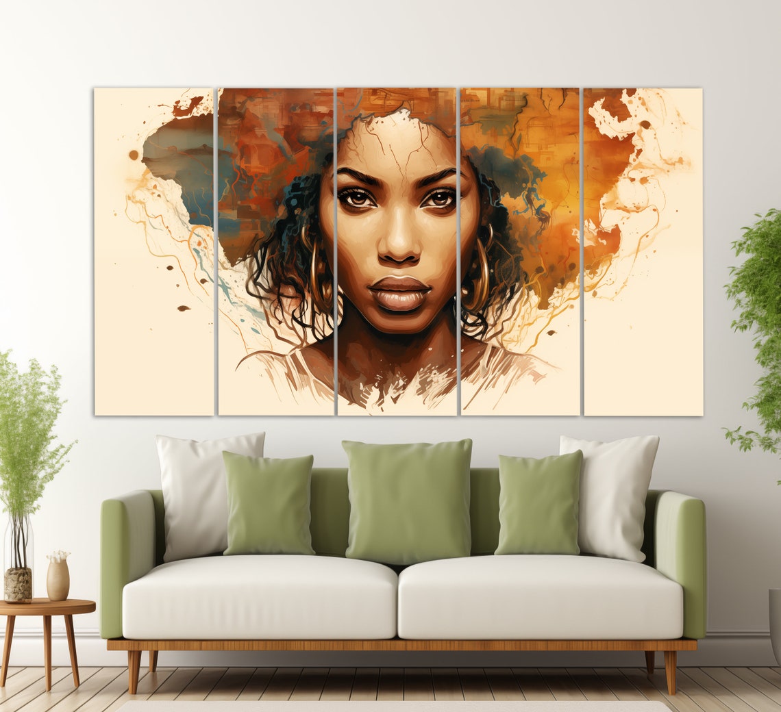 Abstract African Woman Print In A Vintage Oil Painting Style African Wall Art Ethnic Woman Portrait Painting African Wall Decor - Image 2