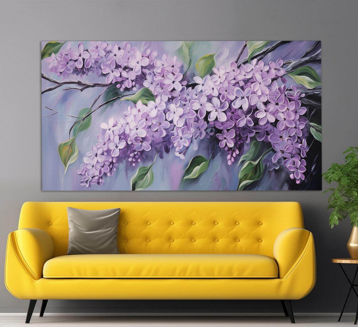 Lilac Flowers Abstract Floral Wall Art Print - Image 2