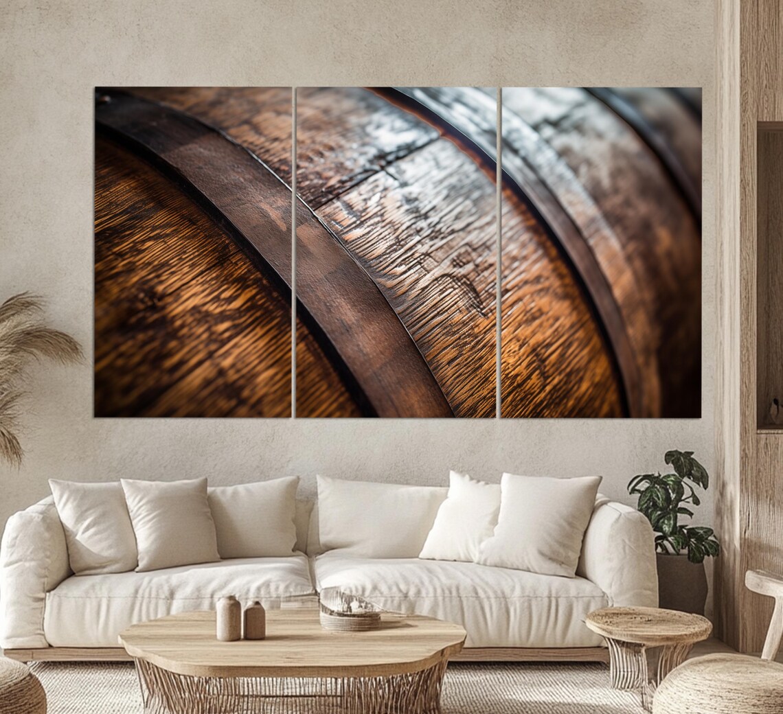 Wooden Wine Barrel Close Up Rustic Oak Texture Photography Print - Image 6