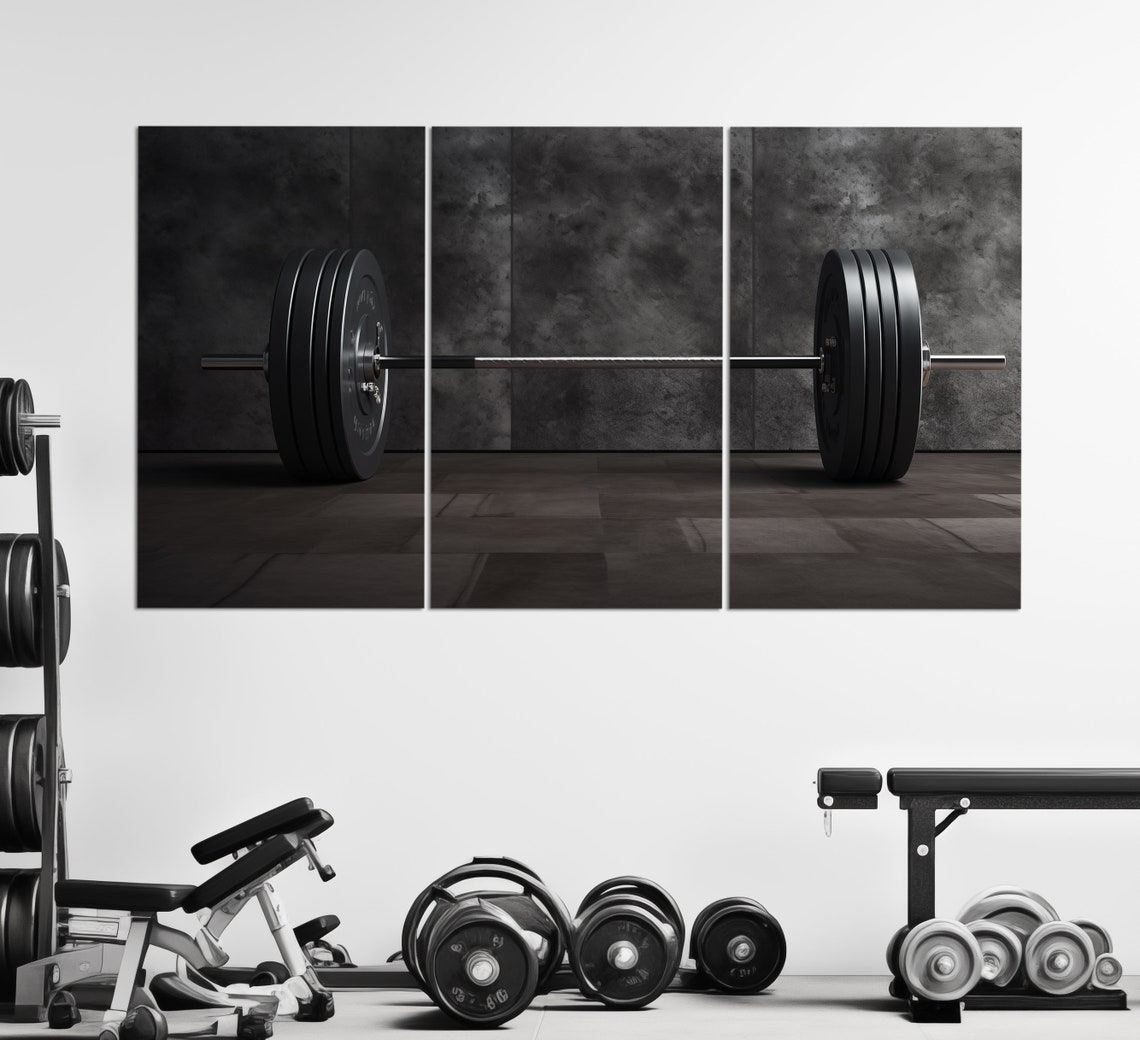 Barbell Print Weightlifting Wall Art Gym Wall Decor Fitness Wall Art Fitness Painting Bodybuilding Poster Bodybuilder Gift - Image 3