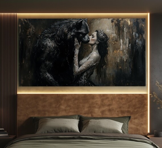 Beauty and Werewolf Gothic Halloween Art Print