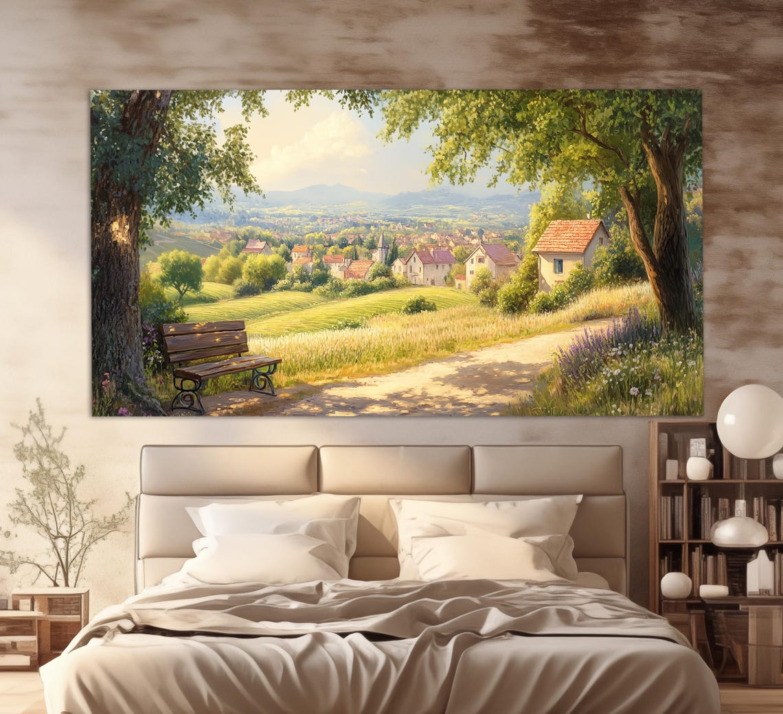 Scenic French Village Print In An Oil Painting Style Abstract French Wall Art Rustic Provence Painting Provence Wall Art - Image 4