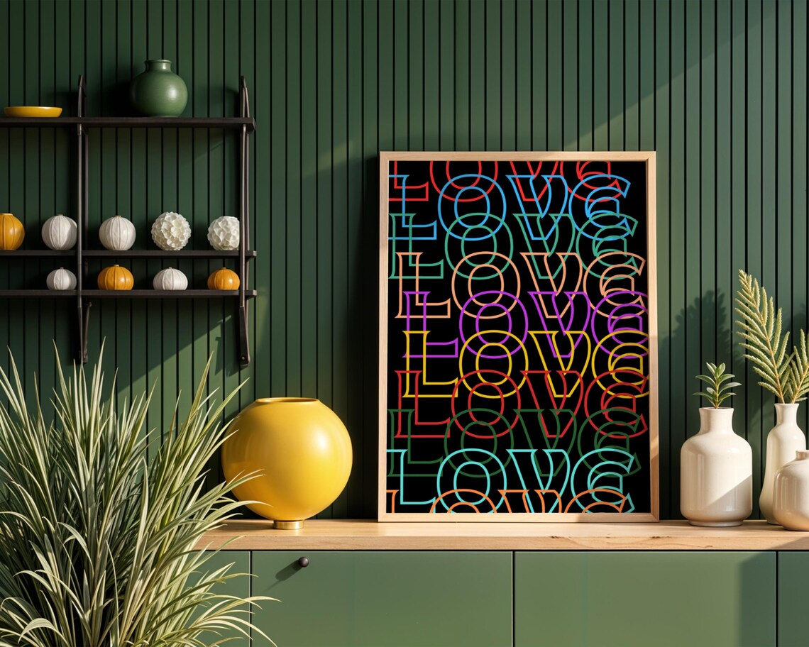Love Rainbow Poster, Heart Living Room Decor - Image 2