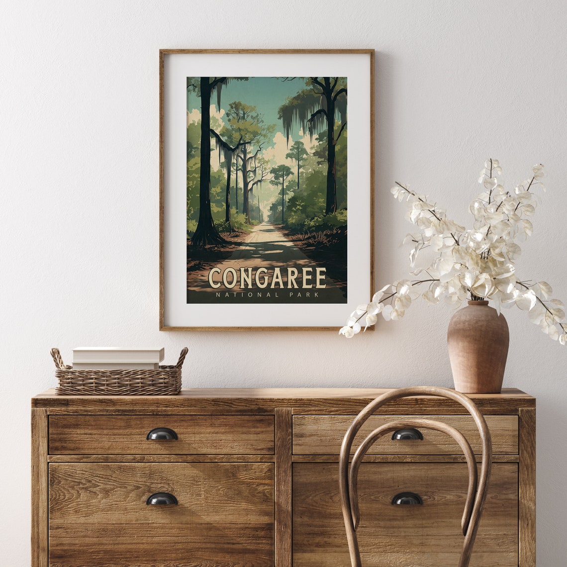 Congaree National Park Old Growth Forest Moss Vintage Poster - Image 3