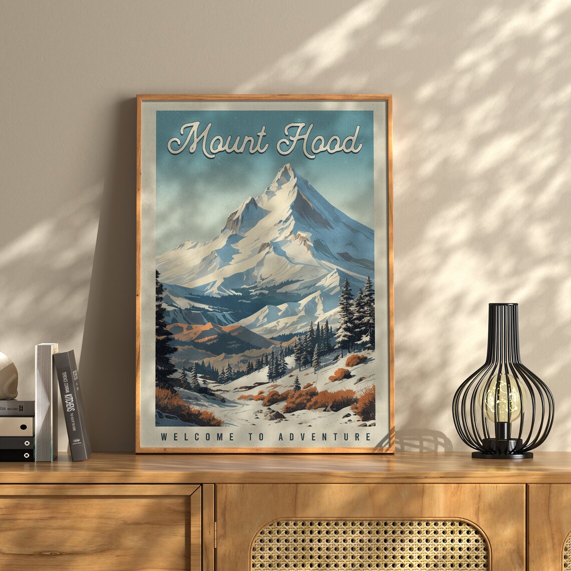 Mt Hood Oregon Vintage Travel Poster, Oregon Art