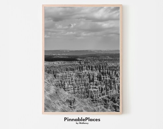 Bryce Canyon National Park Black And White Photo Print With Hoodoos