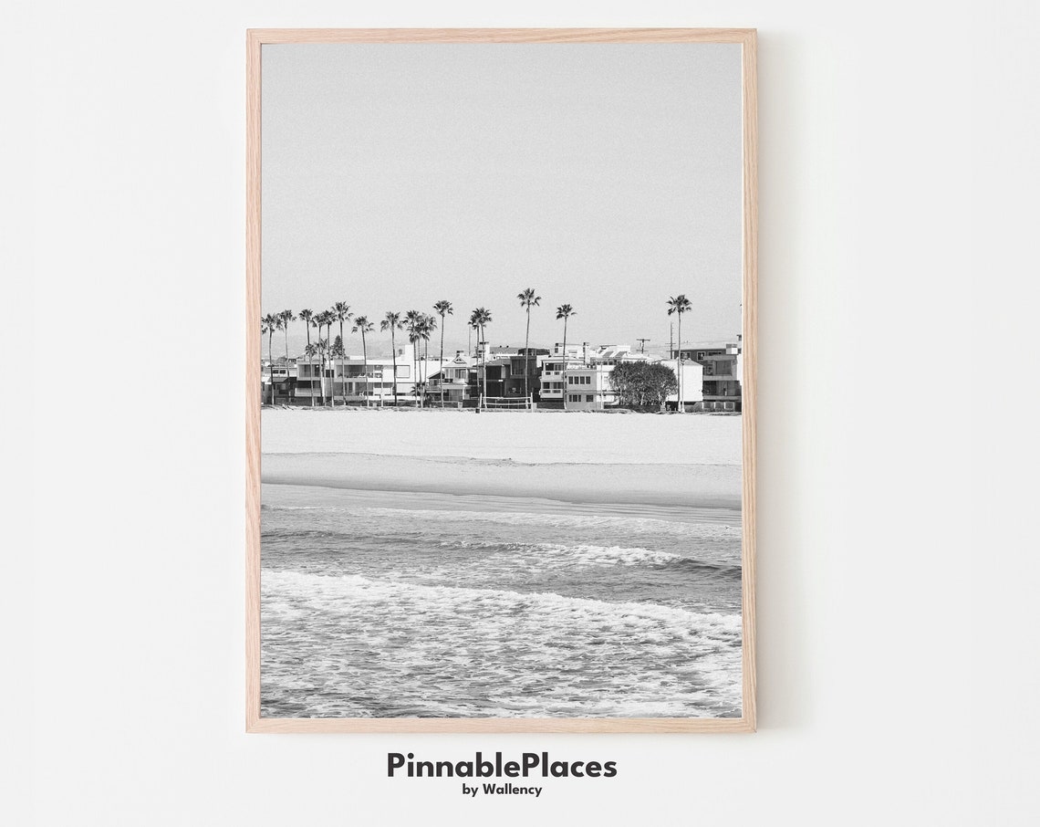 Venice Beach California Palm Trees Black and White Photo Print