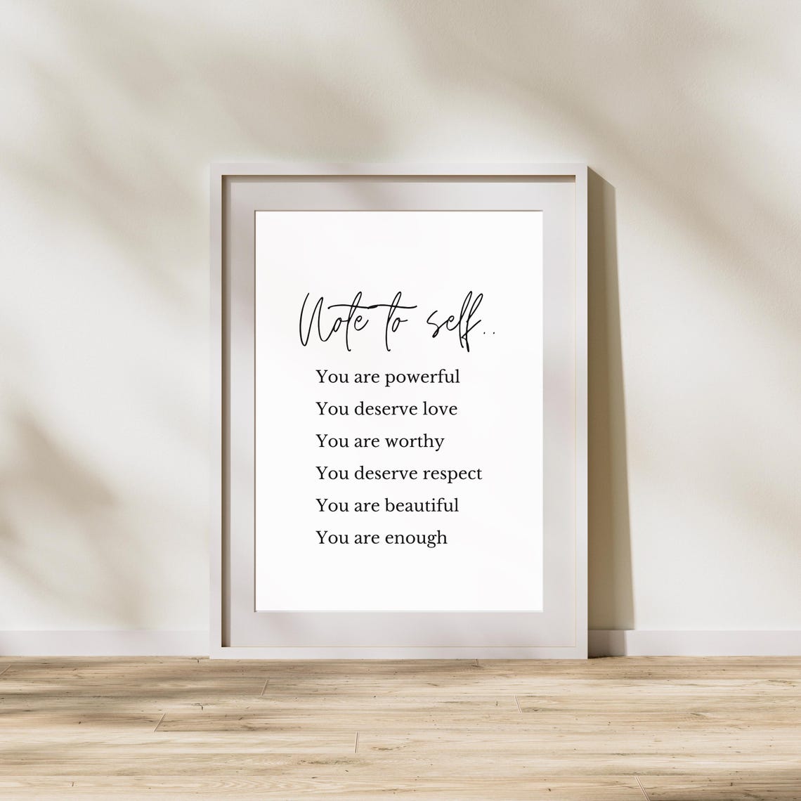 Note To Self Powerful Worthy Enough Affirmation Quote Poster - Image 2