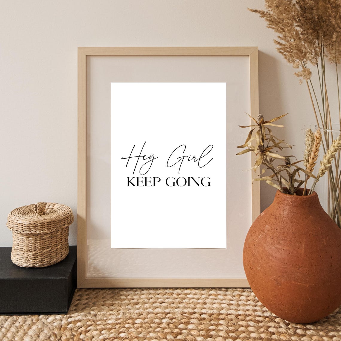 Hey Girl Keep Going Empowering Motivational Script Quote Poster - Image 2