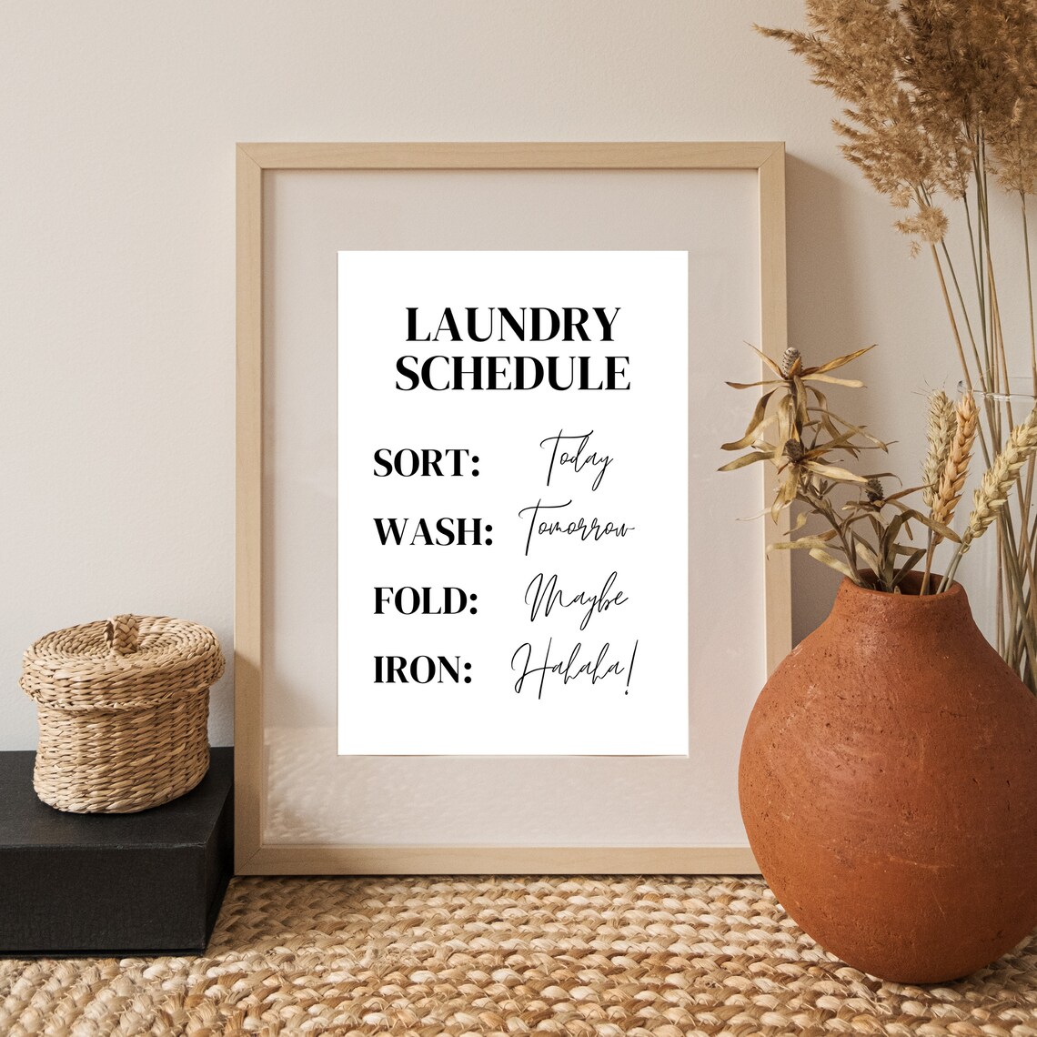 Laundry Schedule Print Wall Art Funny Laundry Room Print Utility Room Decor Home Decor Wall Art Prints