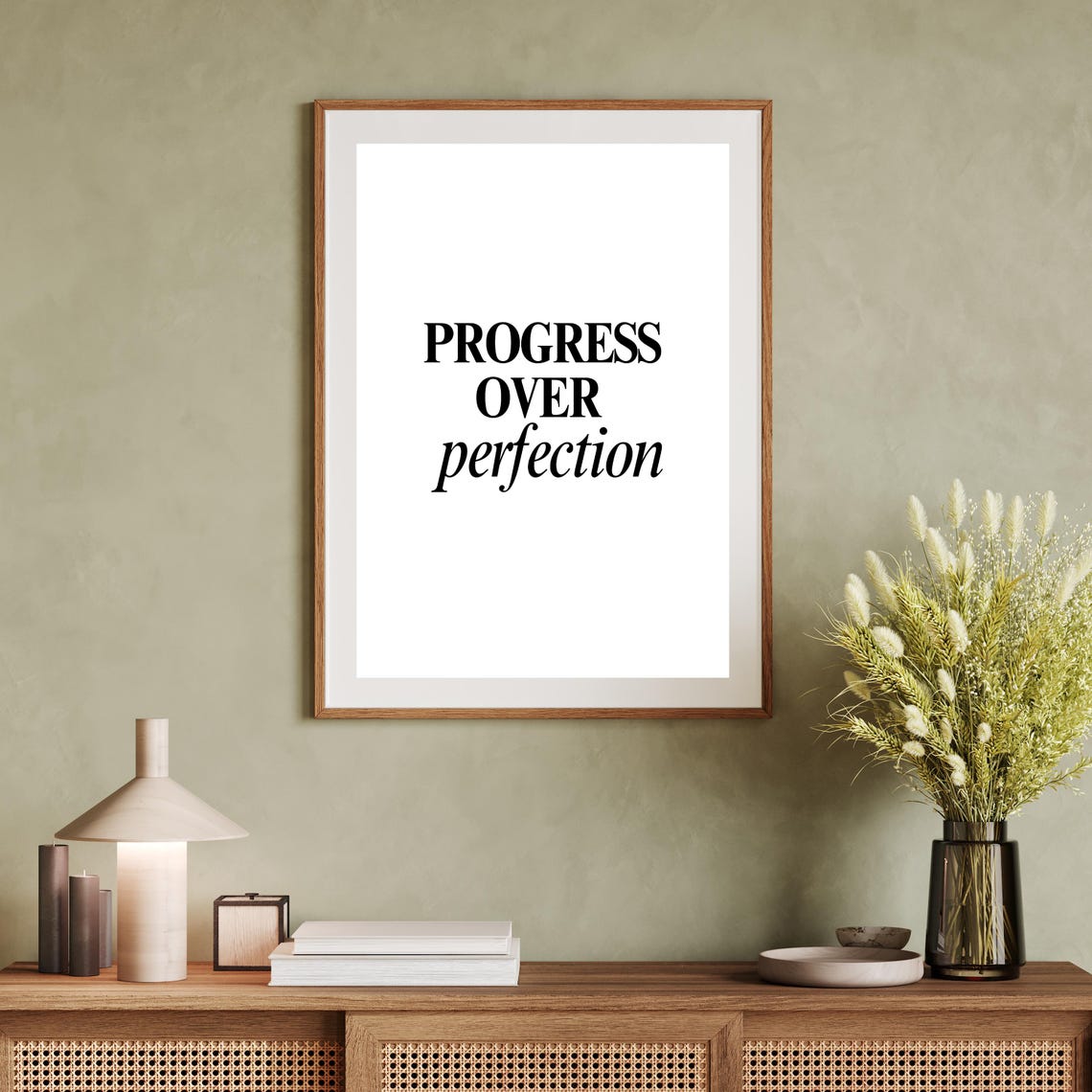 Progress Over Perfection Minimalist Script Motivational Poster