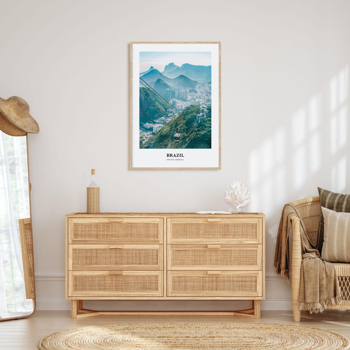 Brazil Rio De Janeiro Cable Car Over The Mountains Travel Poster - Image 2
