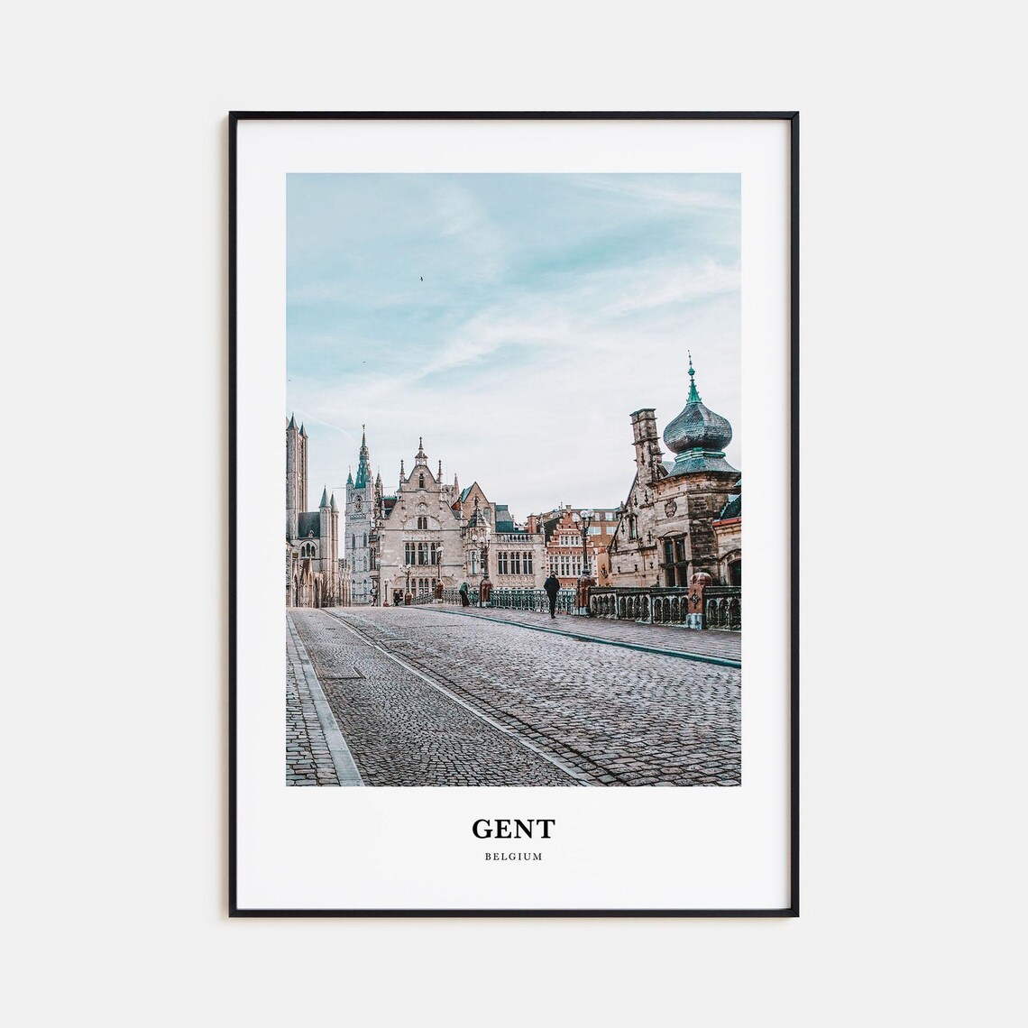 Historic Cobblestone Bridge and Guild Houses of Gent Belgium Poster