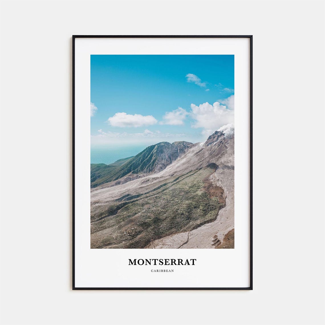 Montserrat Caribbean Volcanic Mountain Landscape Photography Poster