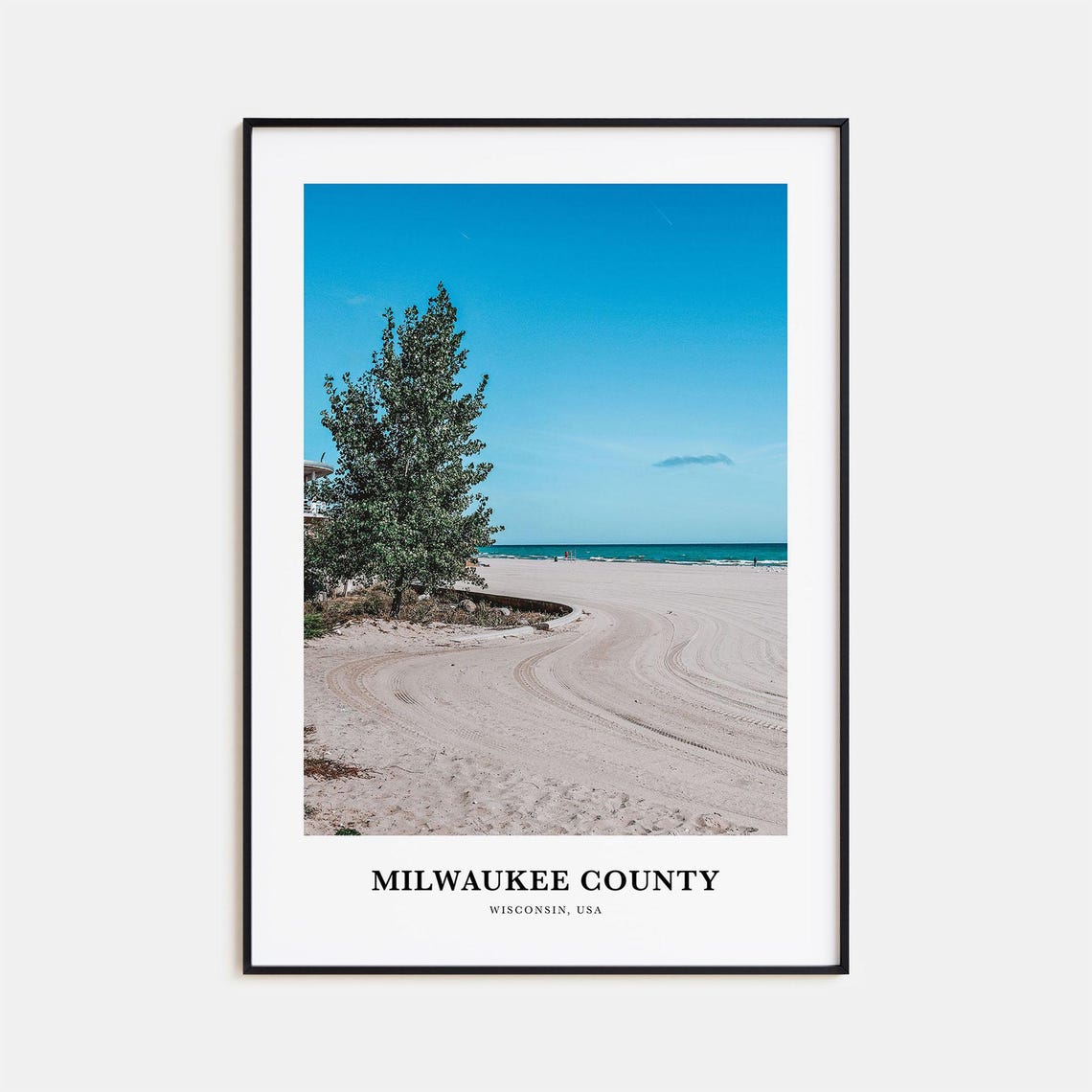 Milwaukee County Wisconsin Lake Michigan Beach Lone Tree Poster
