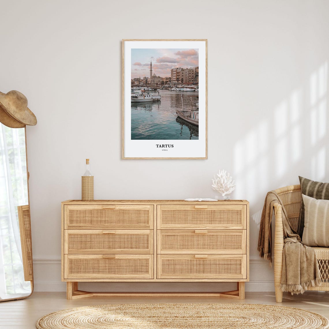 Tartus Syria Old Harbor Boats Mosque Waterfront Travel Poster - Image 2