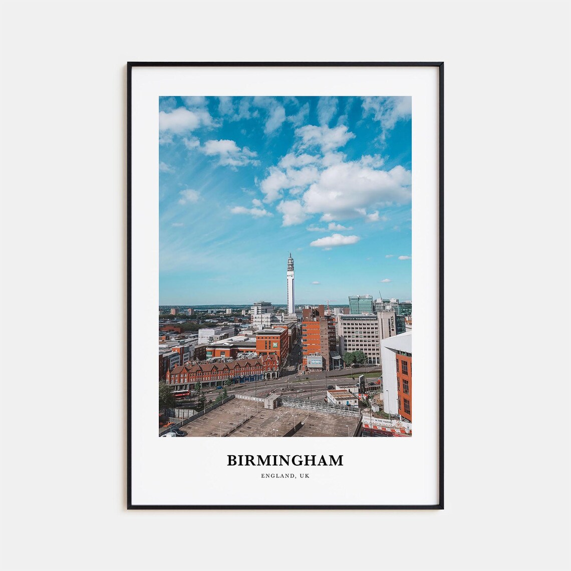 Birmingham England UK City Skyline Tower Minimalist Travel Poster