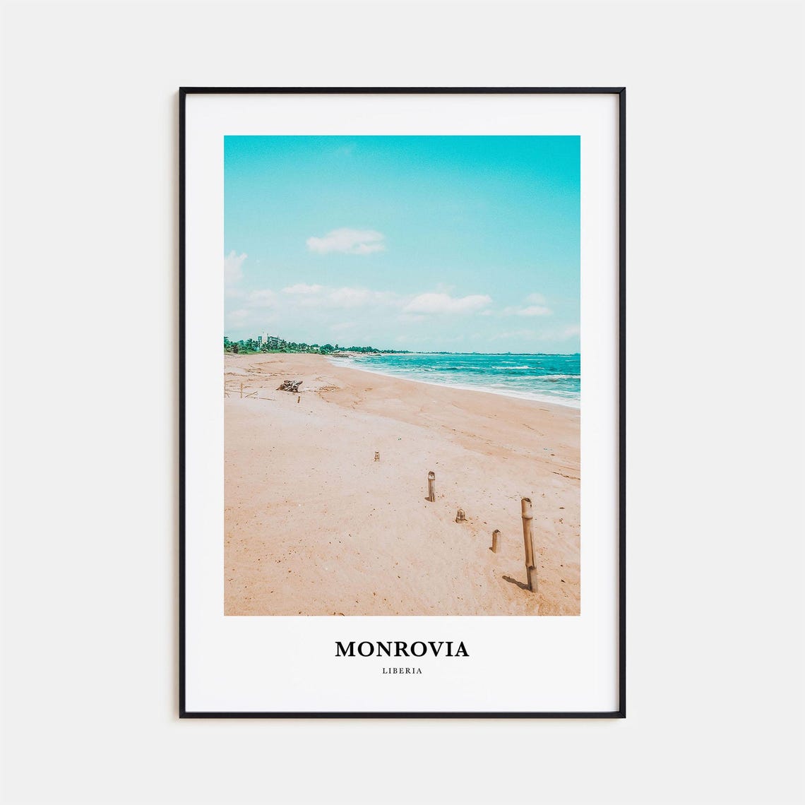 Monrovia Liberia Quiet Sandy Beach Along The Calm Ocean Poster