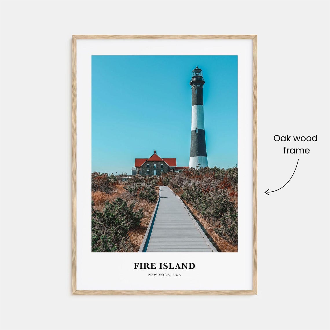 Fire Island New York Striped Lighthouse And Boardwalk Poster - Image 3