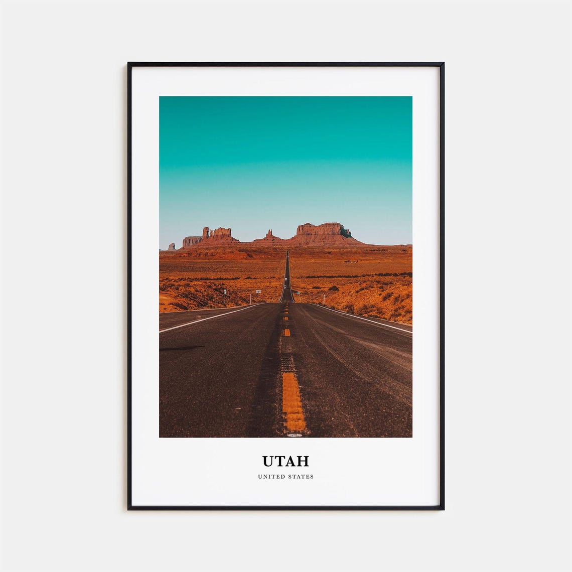 Utah Desert Road Red Rock Mesas Endless Open Highway Travel Poster