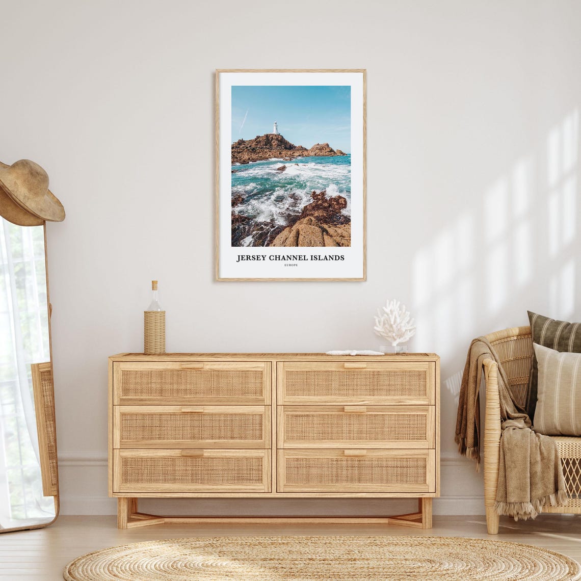 Jersey Channel Islands Lighthouse Rocky Coast Waves Photo Poster - Image 2