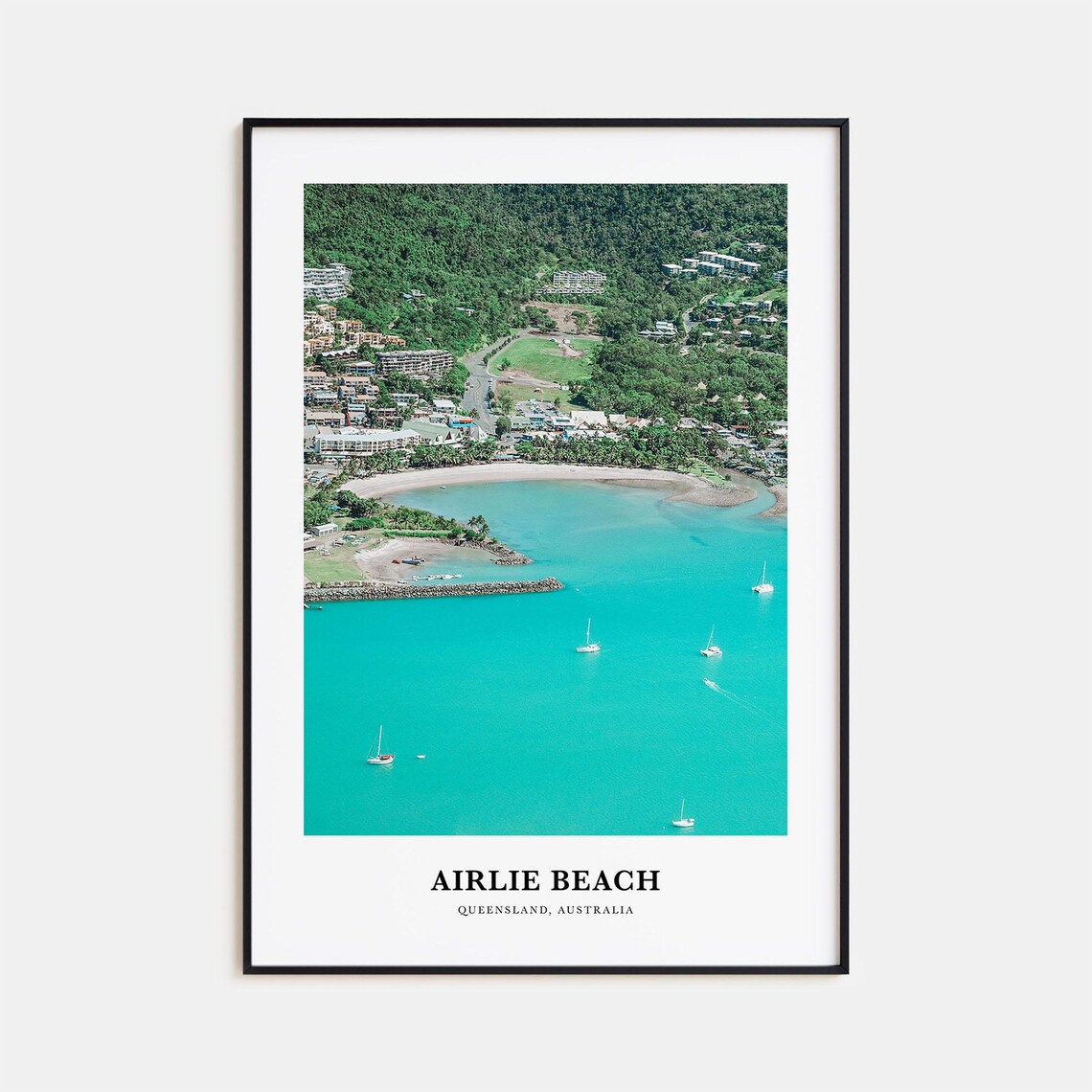 Airlie Beach Queensland Aerial Turquoise Bay Sailboats Travel Poster