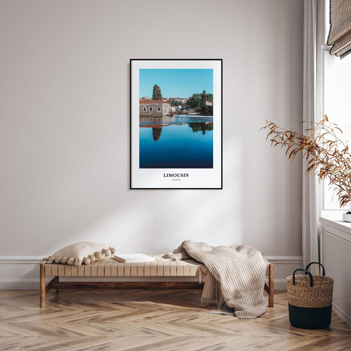 Limousin France Riverside Reflection Framed-Style Travel Poster - Image 3