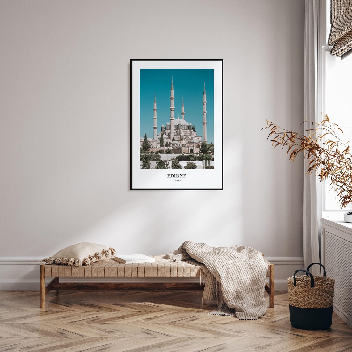 Edirne Turkey Historic Mosque Four Minarets Ottoman Photo Poster - Image 3