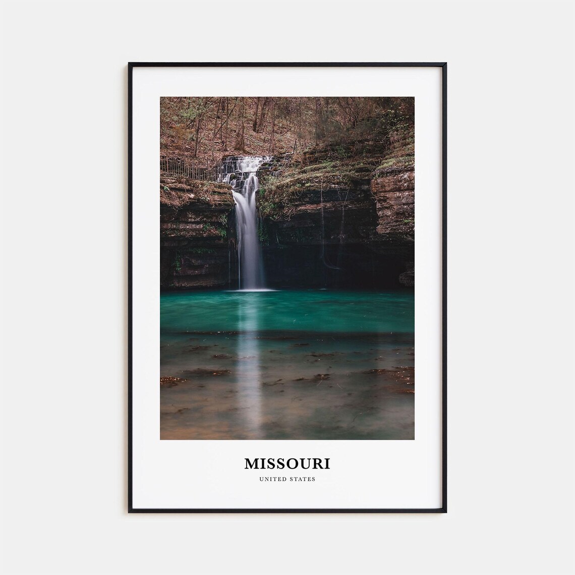 Missouri Waterfall Turquoise Pool Forest Nature Landscape Poster