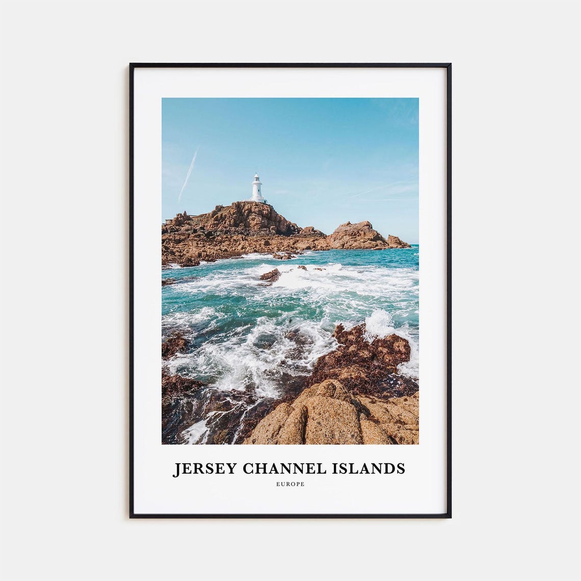 Jersey Channel Islands Lighthouse Rocky Coast Waves Photo Poster