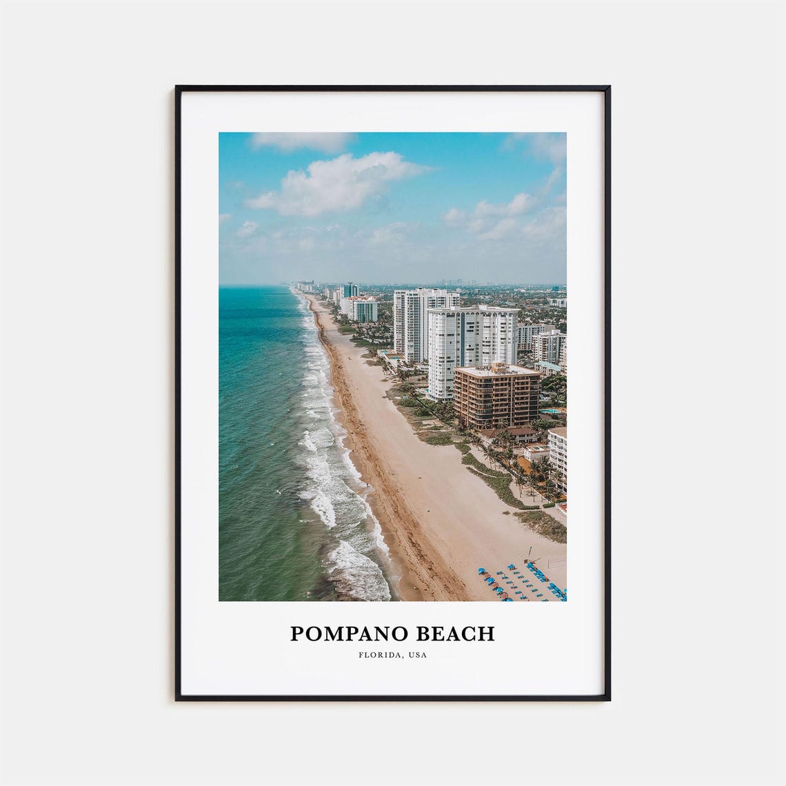 Pompano Beach Florida Aerial View of Coastline and Condos Poster