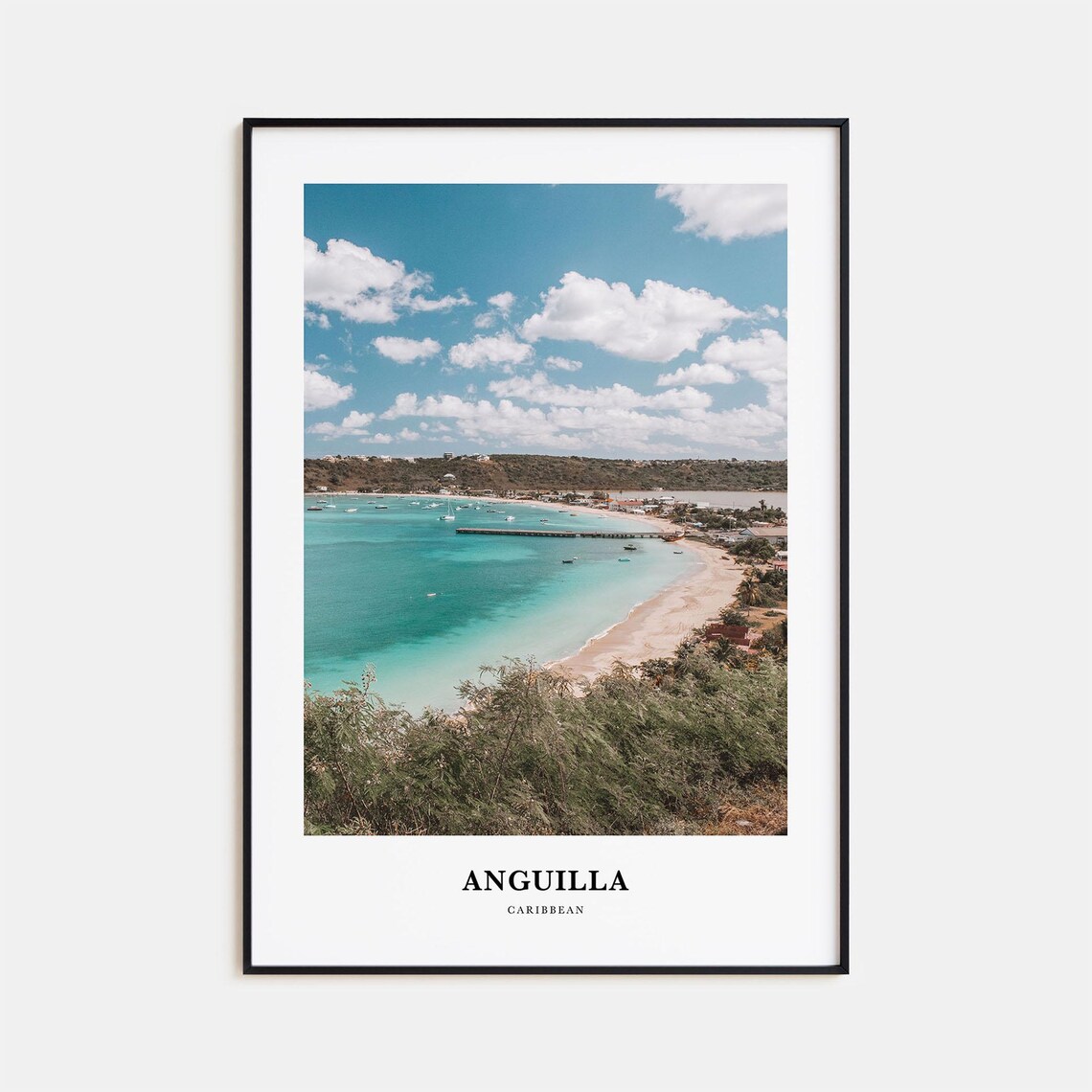 Anguilla Travel Poster, Caribbean Map Wall Art