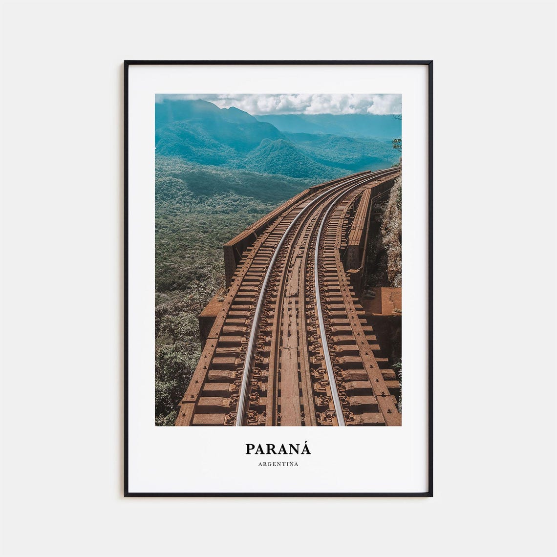 Parana Argentina Mountain Railway Tracks Lush Green Peaks Poster