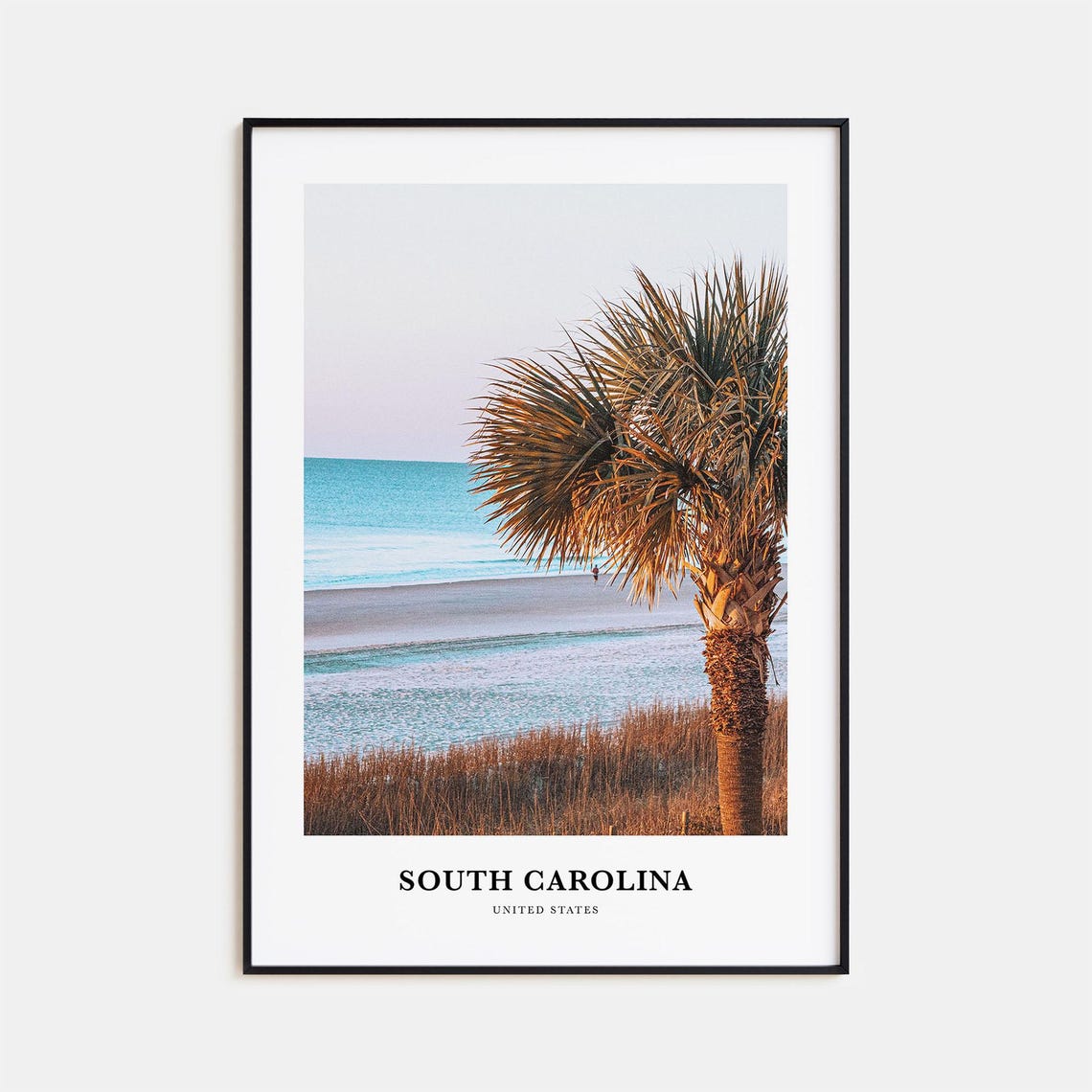 South Carolina Beach Palmetto Palm Photography Travel Poster Dusk