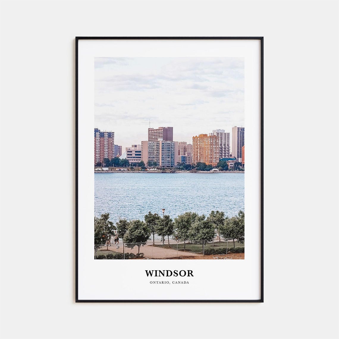 Windsor Ontario Waterfront Skyline Detroit River City View Poster