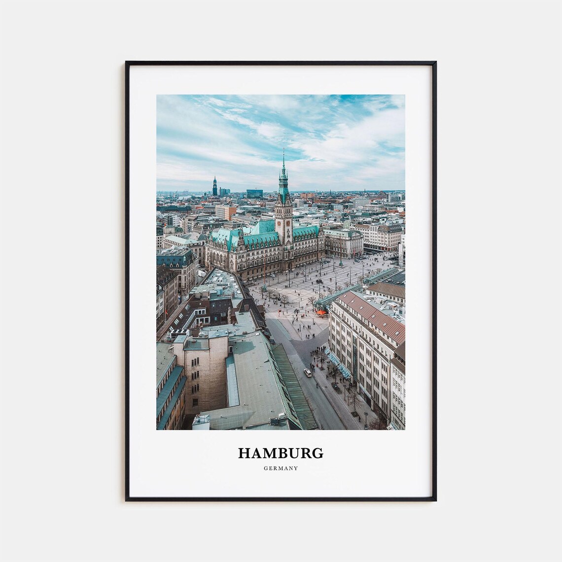 Hamburg Germany Aerial View Of Historic City Hall Travel Poster