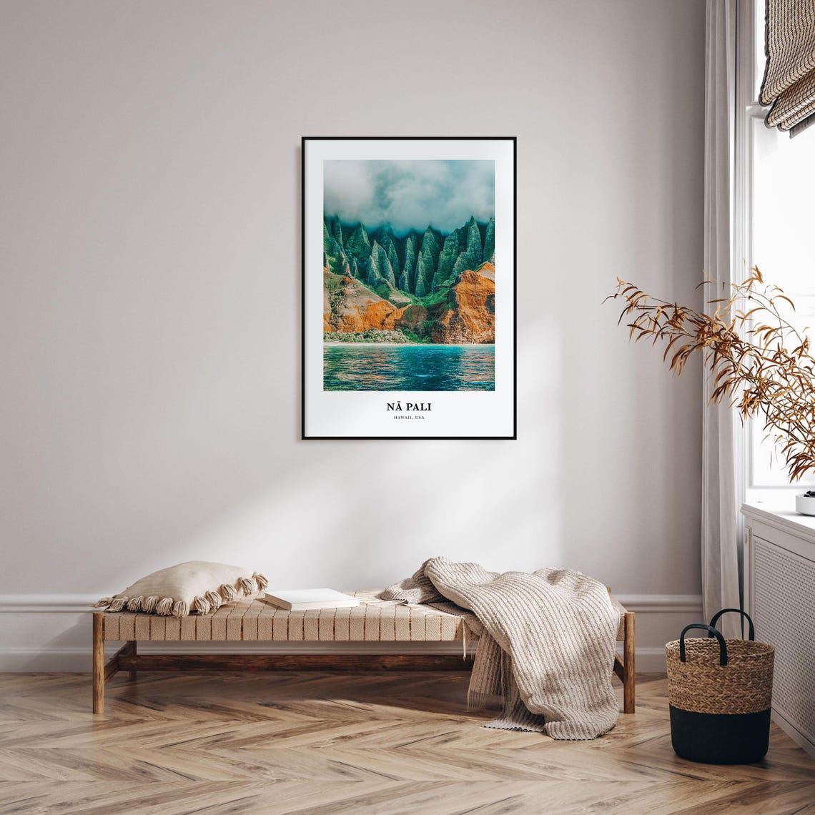 Na Pali Hawaii Dramatic Sea Cliffs Ocean Clouds Photo Poster - Image 3