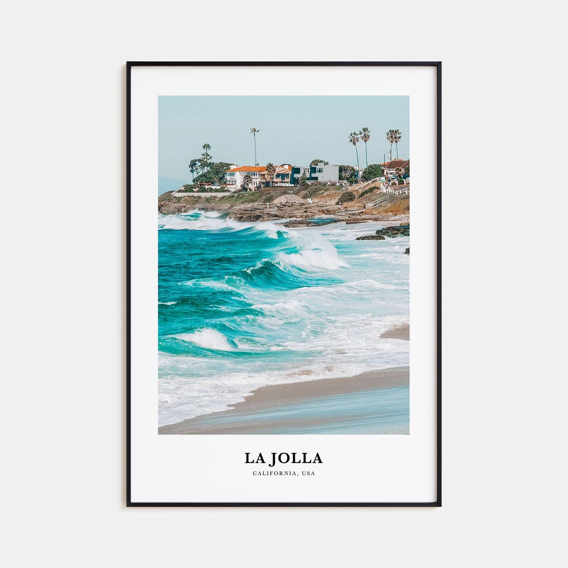 La Jolla California Turquoise Waves Beach Houses Photo Travel Poster