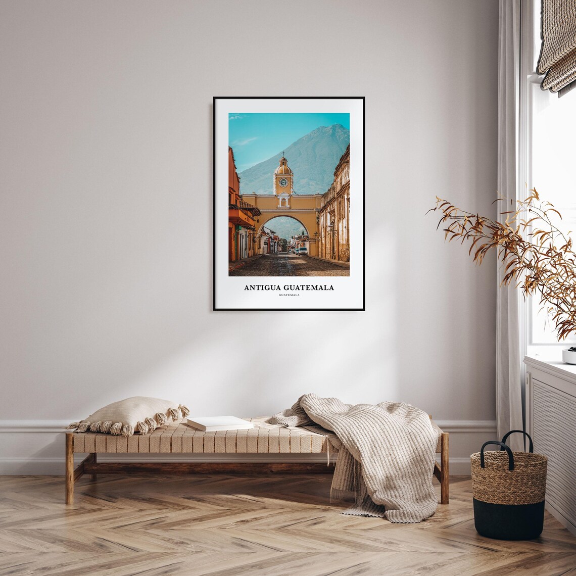 Antigua Guatemala Santa Catalina Arch Volcano Street Photo Poster - Image 3