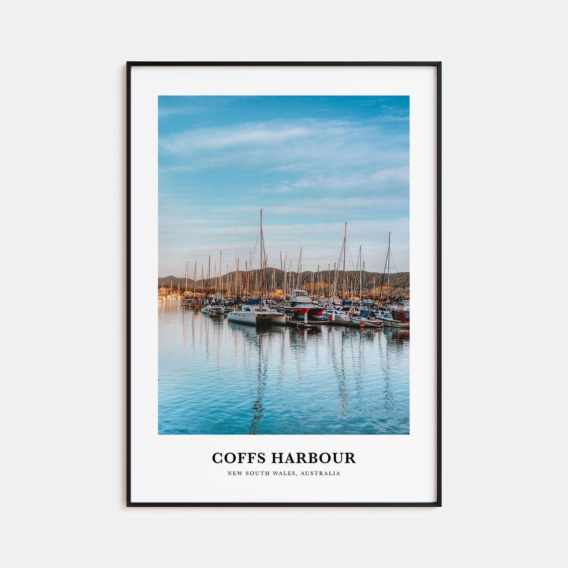 Coffs Harbour Australia Golden Marina Sailboats Sunset Photo Poster